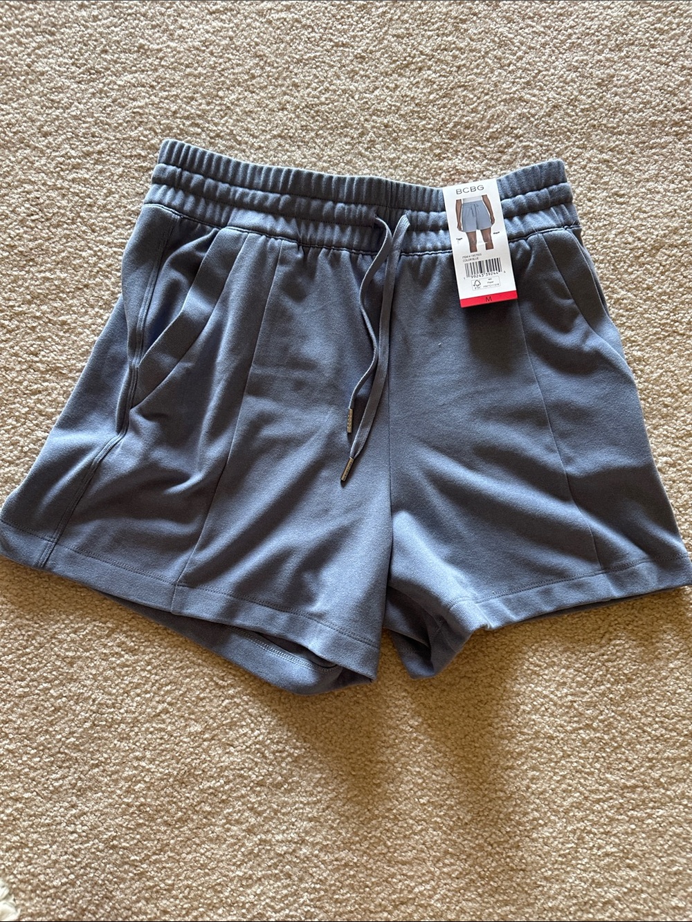 BCBG Blue Drawstring Pleated Athletic Shorts